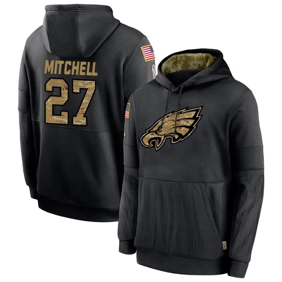 Tlead P.Eagles #27 Quinyon Mitchell Player Black Military Hoodie Game Stitched Jerseys