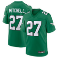 Tlead P.Eagles #27 Quinyon Mitchell Player Kelly Green Replica Game Stitched Jerseys