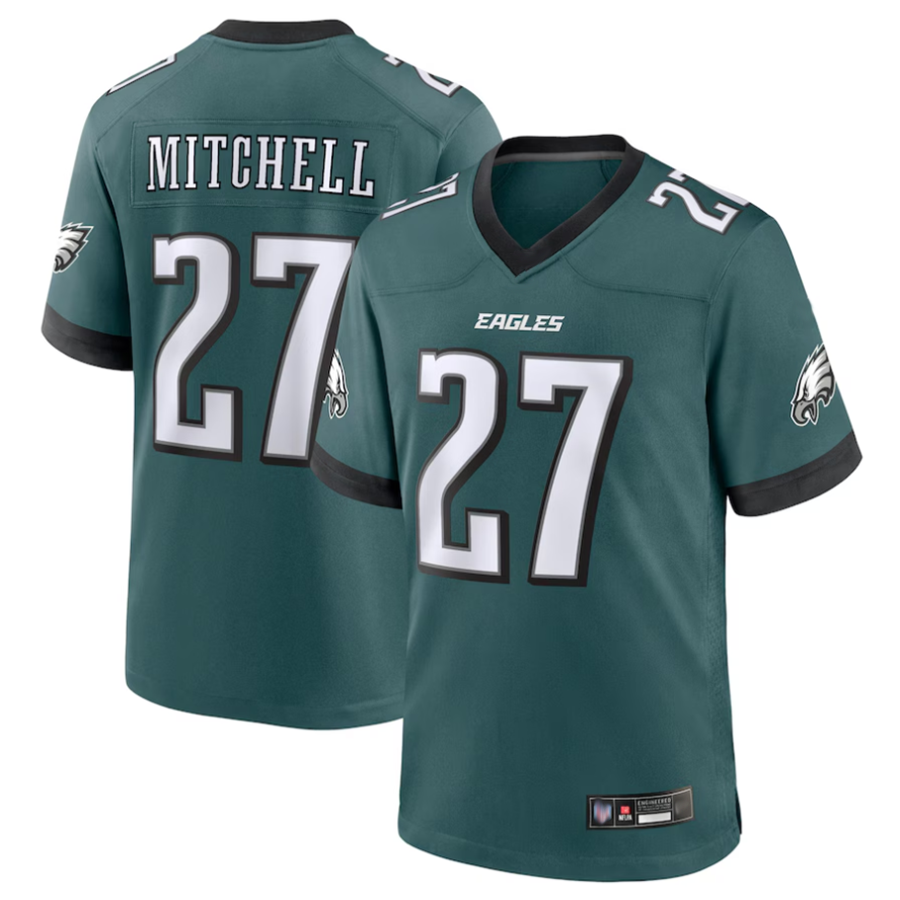 Tlead P.Eagles #27 Quinyon Mitchell Player Midnight Green Replica Game Stitched Jerseys