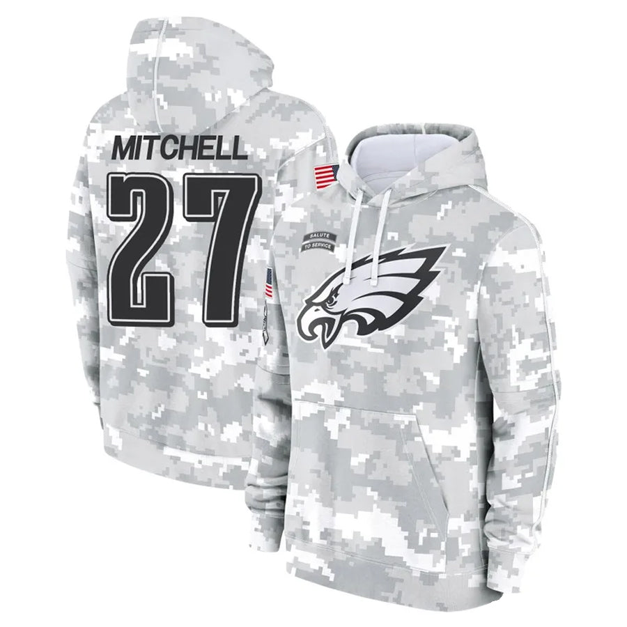 Tlead P.Eagles #27 Quinyon Mitchell Player Military Hoodie Arctic Camo Salute To Service Stitched Jerseys