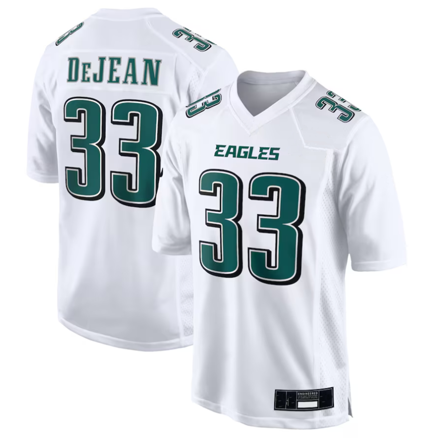 Tlead P.Eagles #33 Cooper DeJean Player Tundra White Super Bowl LIX Fashion Game Player Stitched Jersey