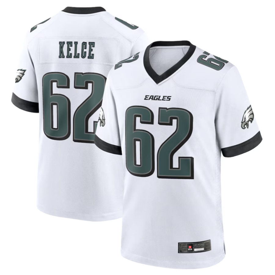 Tlead P.Eagles #62 Jason Kelce White White Game Stitched American Stitched Jerseys