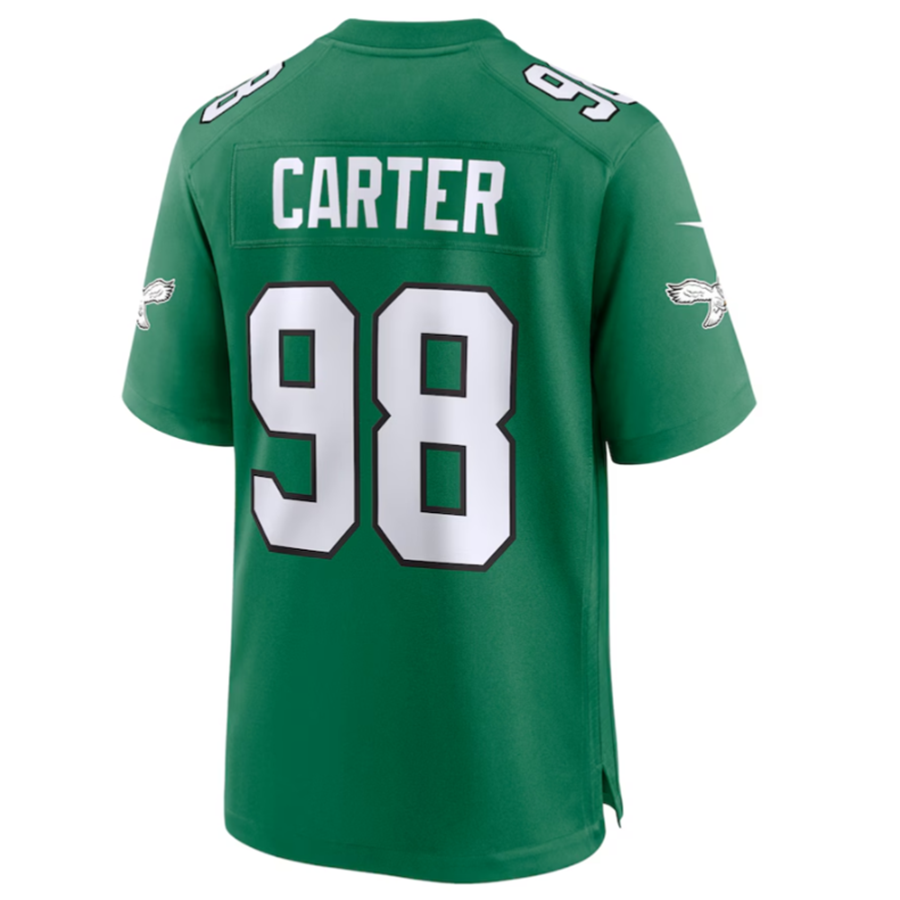 Tlead P.Eagles #98 Jalen Carter Green Alternate Game American Stitched Jerseys