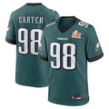 Tlead P.Eagles #98 Jalen Carter Player Midnight Green Super Bowl LIX Game Stitched Jerseys