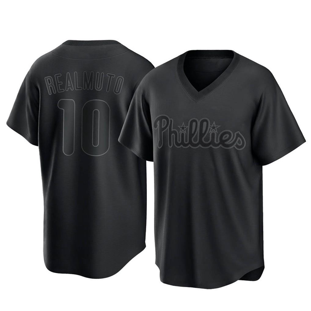 Tlead P.Phillies #10 J.T. Realmuto Player Black Pitch Fashion Limited T-shirt Stitched Jerseys