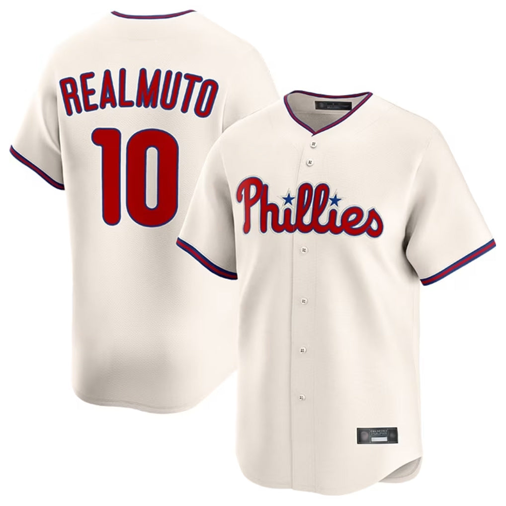 Tlead P.Phillies #10 J.T. Realmuto Player Cream Home Limited Stitched Jerseys