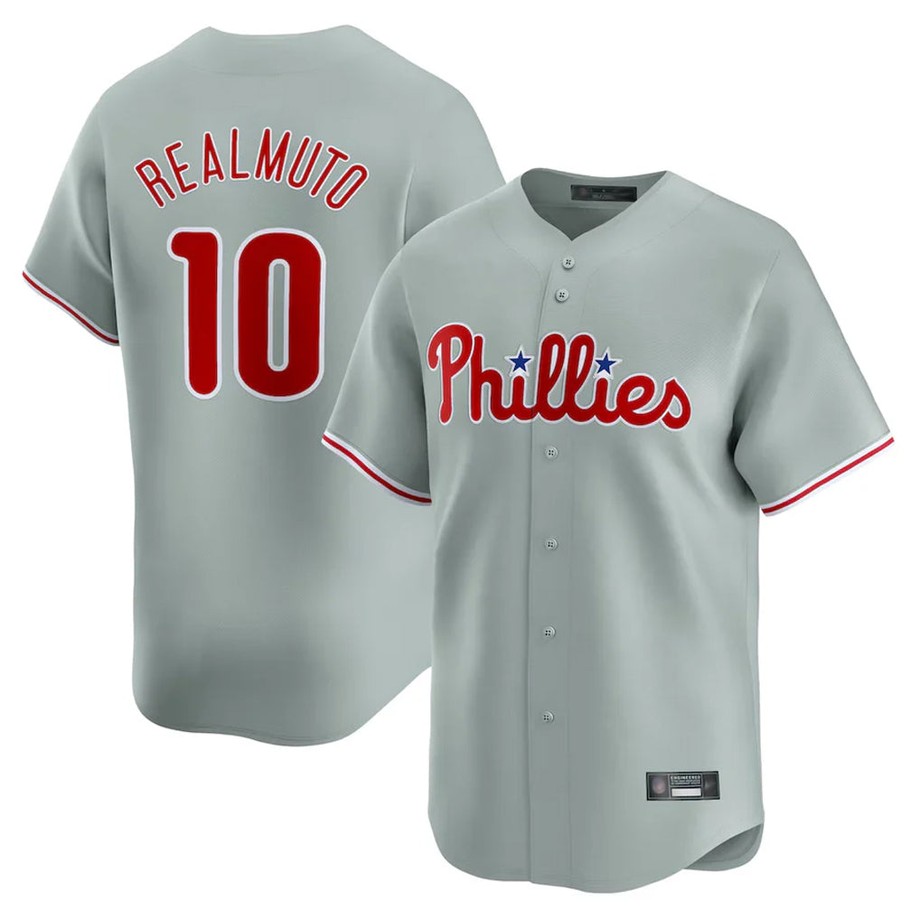 Tlead P.Phillies #10 J.T. Realmuto Player Gray Home Limited Stitched Jerseys