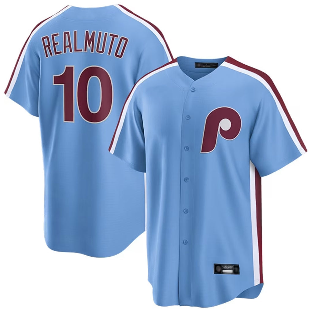 Tlead P.Phillies #10 J.T. Realmuto Player Light Blue Home Game Stitched Jerseys