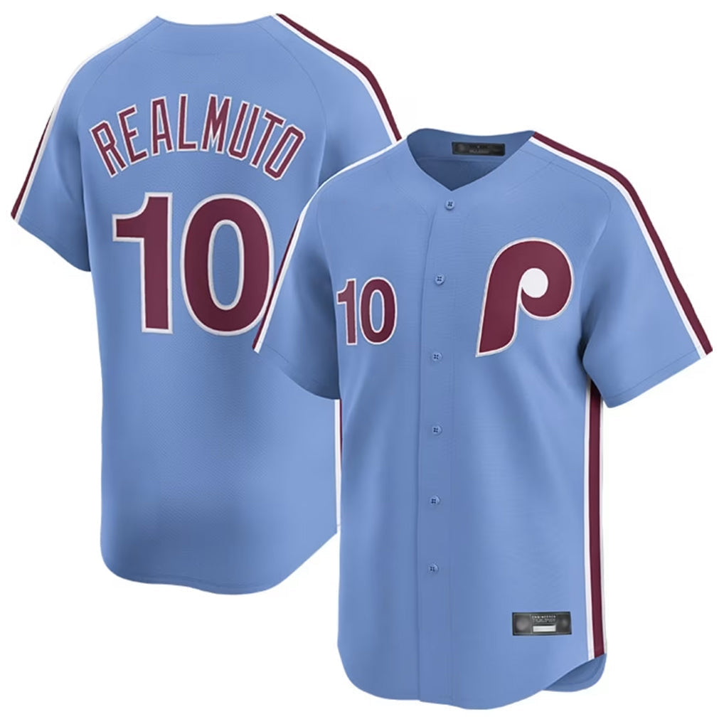 Tlead P.Phillies #10 J.T. Realmuto Player Light Blue Home Limited Stitched Jerseys