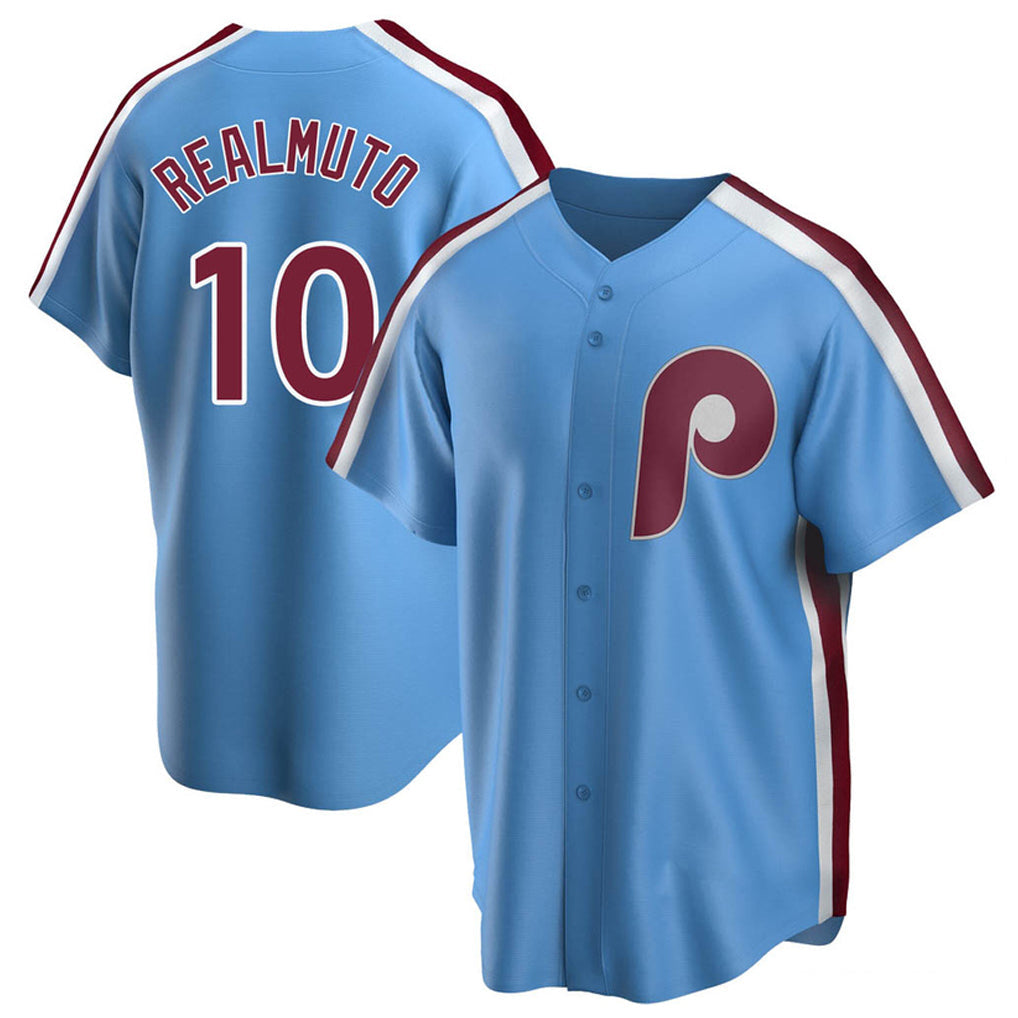 Tlead P.Phillies #10 J.T. Realmuto Player Light Blue Replica Game Stitched Jerseys