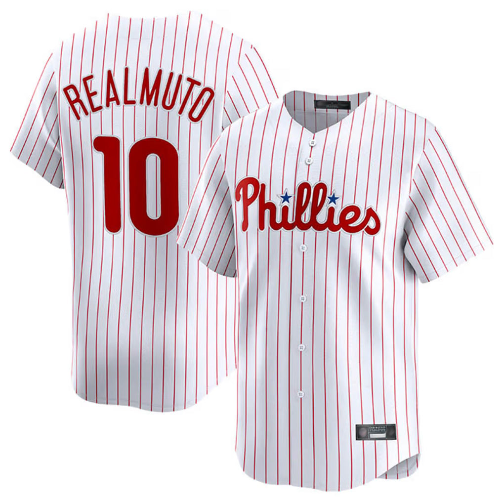 Tlead P.Phillies #10 J.T. Realmuto Player White Home Limited Stitched Jerseys