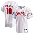 Tlead P.Phillies #10 J.T. Realmuto Player White Pinstripe Phillies & Eagles Vapor Premier Limited Stitched Jerseys
