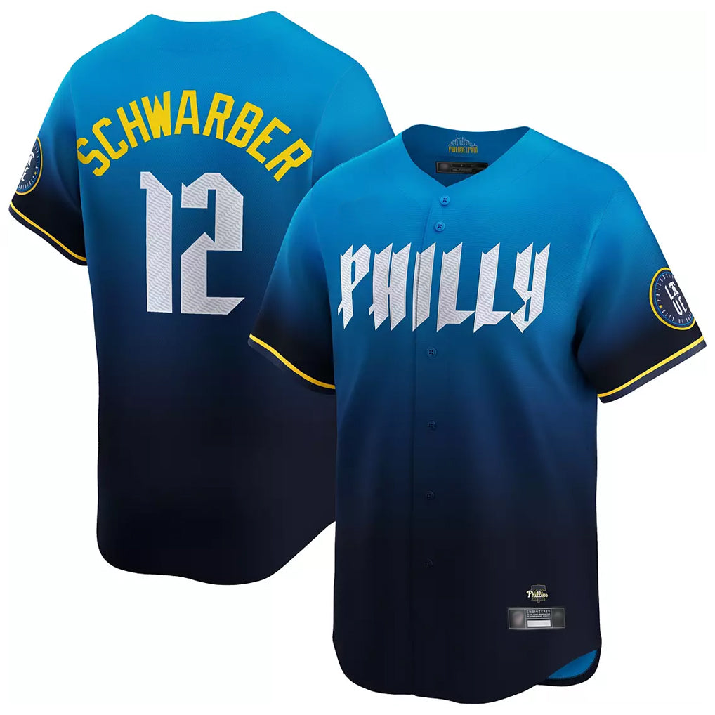 Tlead P.Phillies #12 Kyle Schwarber Player Blue City Connect Home Limited Stitched Jerseys