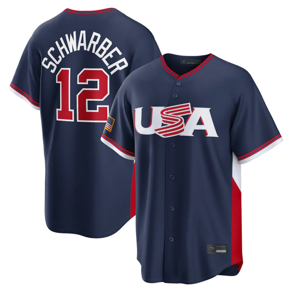 Tlead P.Phillies #12 Kyle Schwarber Player Navy USA World Classic Game Limited Stitched Jerseys