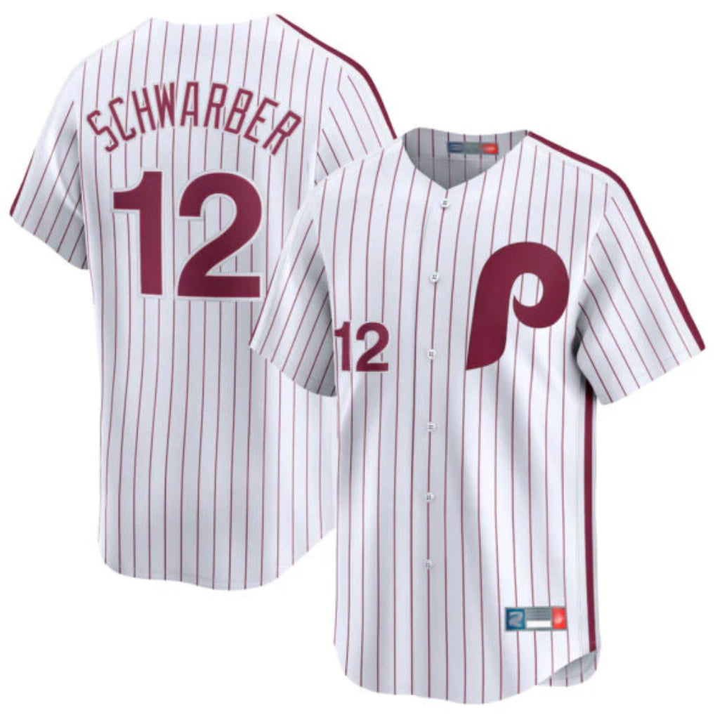Tlead P.Phillies #12 Kyle Schwarber Player White Cooperstown Collection Limited Home Stitched Jerseys