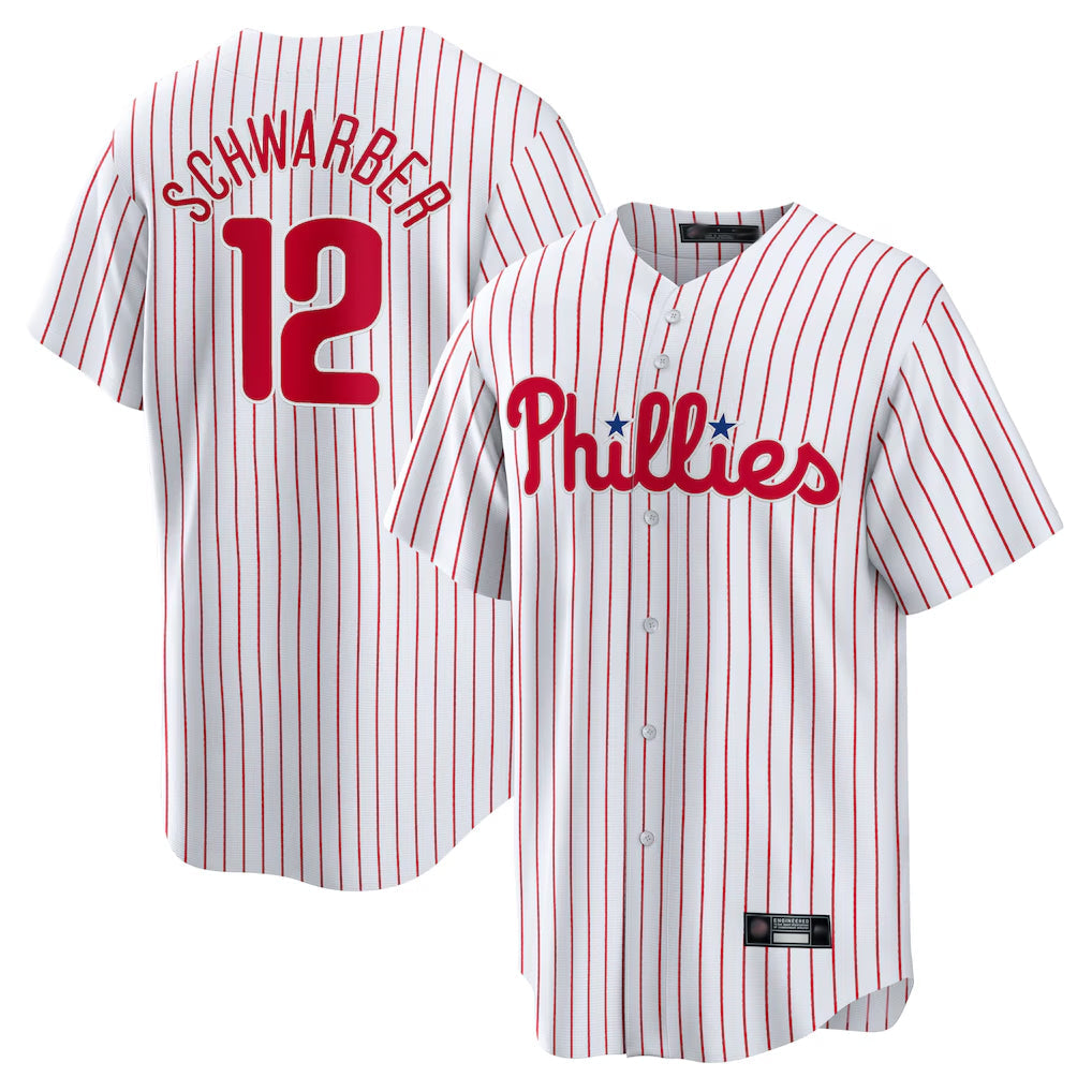 Tlead P.Phillies #12 Kyle Schwarber Player White Home Game Stitched Jerseys