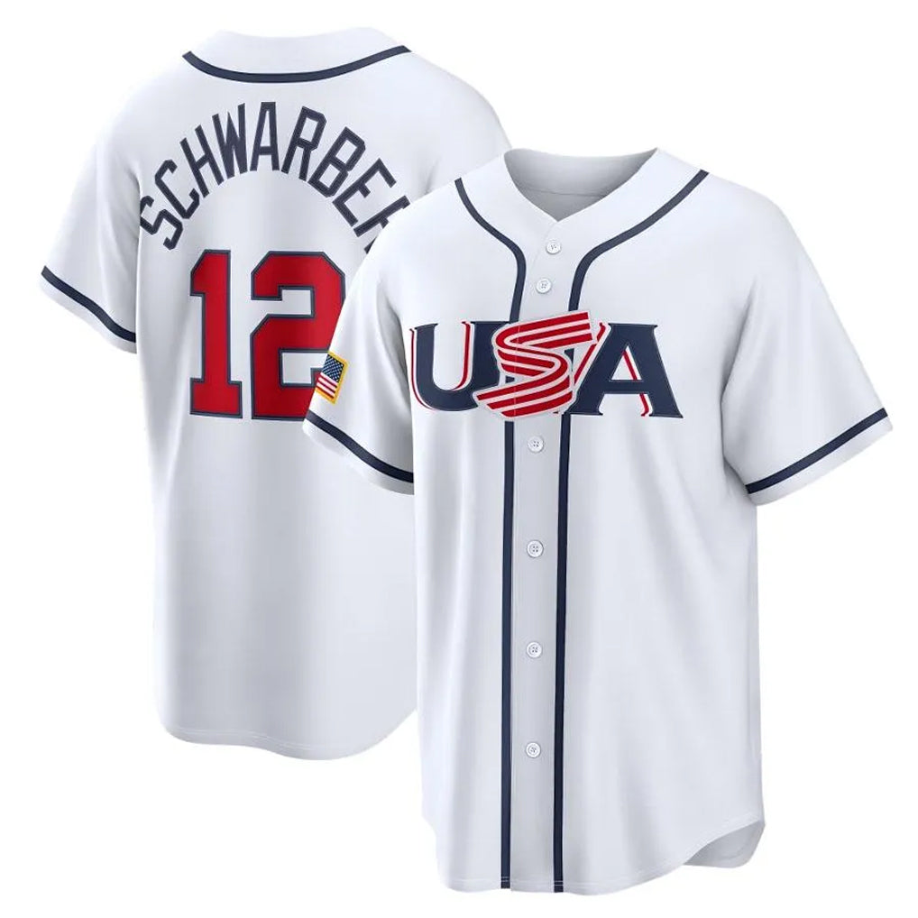 Tlead P.Phillies #12 Kyle Schwarber Player White USA World Classic Game Limited Stitched Jerseys