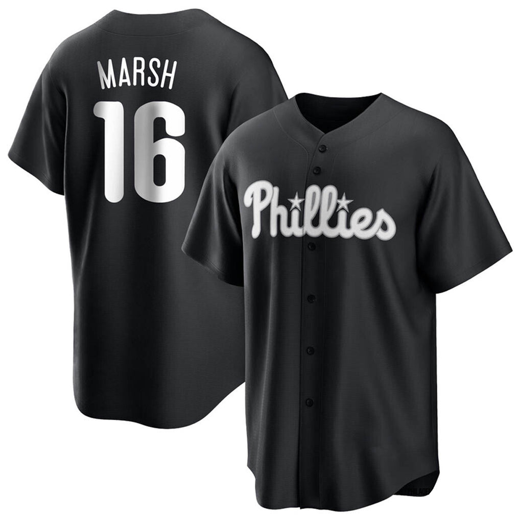 Tlead P.Phillies #16 Brandon Marsh Player Black Alt Fashion Home Game Stitched Jerseys