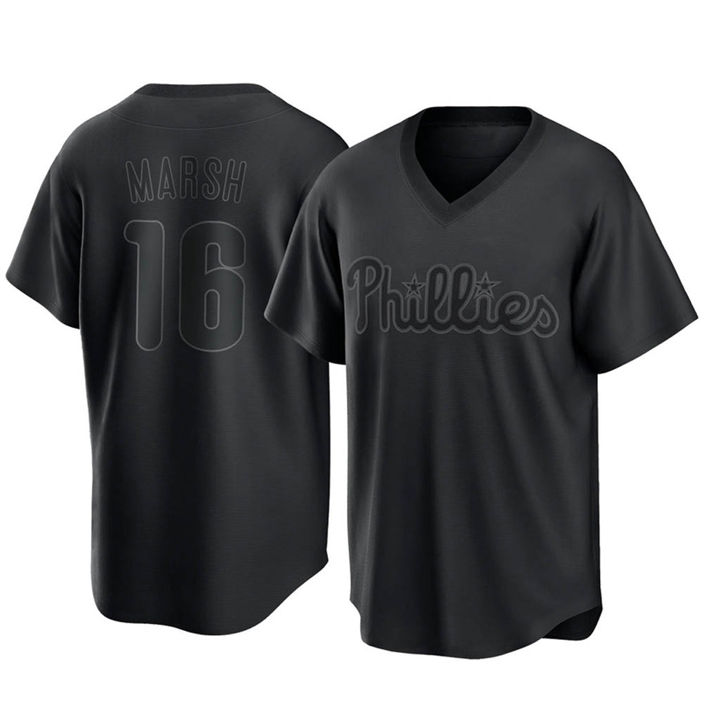 Tlead P.Phillies #16 Brandon Marsh Player Black Pitch Fashion Limited T-shirt Stitched Jerseys