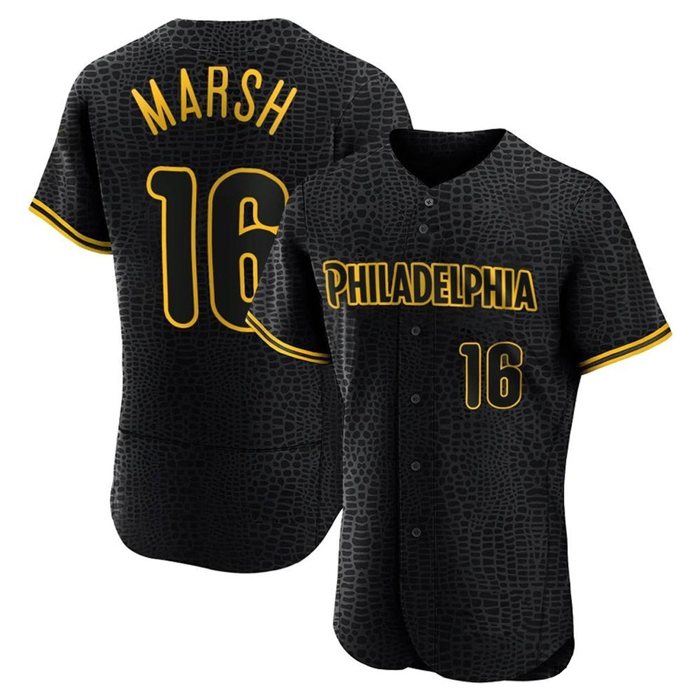 Tlead P.Phillies #16 Brandon Marsh Player Black Snake Skin City Home Limited Elite Stitched Jerseys