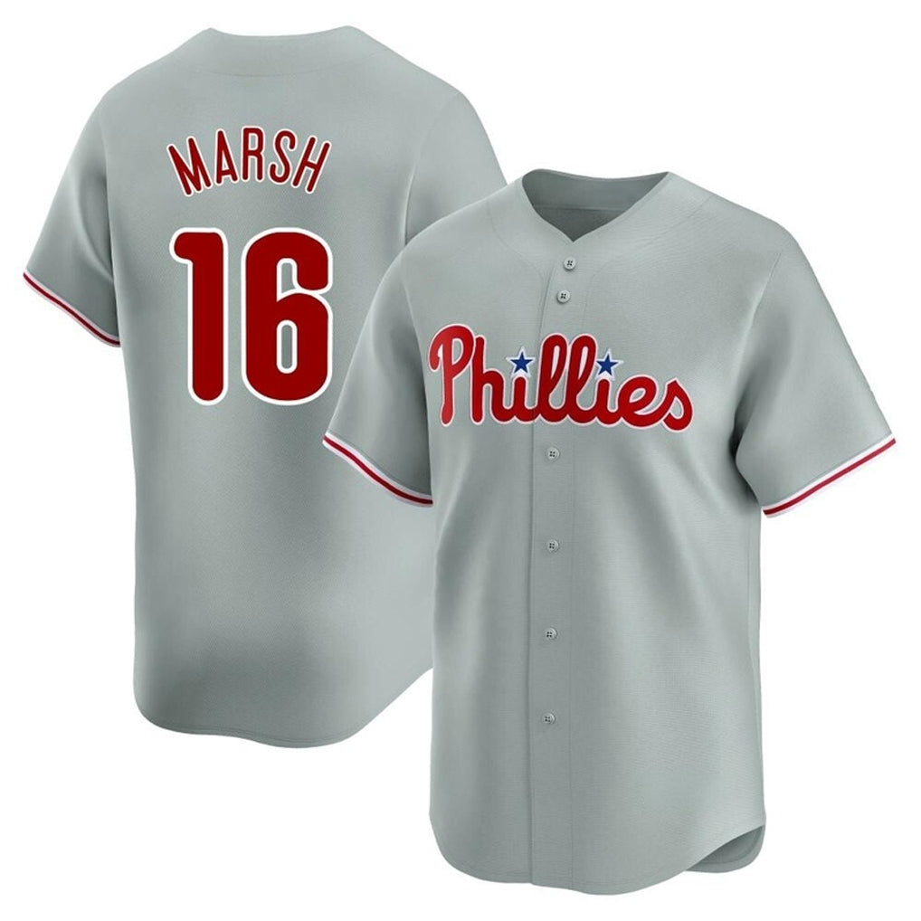 Tlead P.Phillies #16 Brandon Marsh Player Gray Home Limited Stitched Jerseys