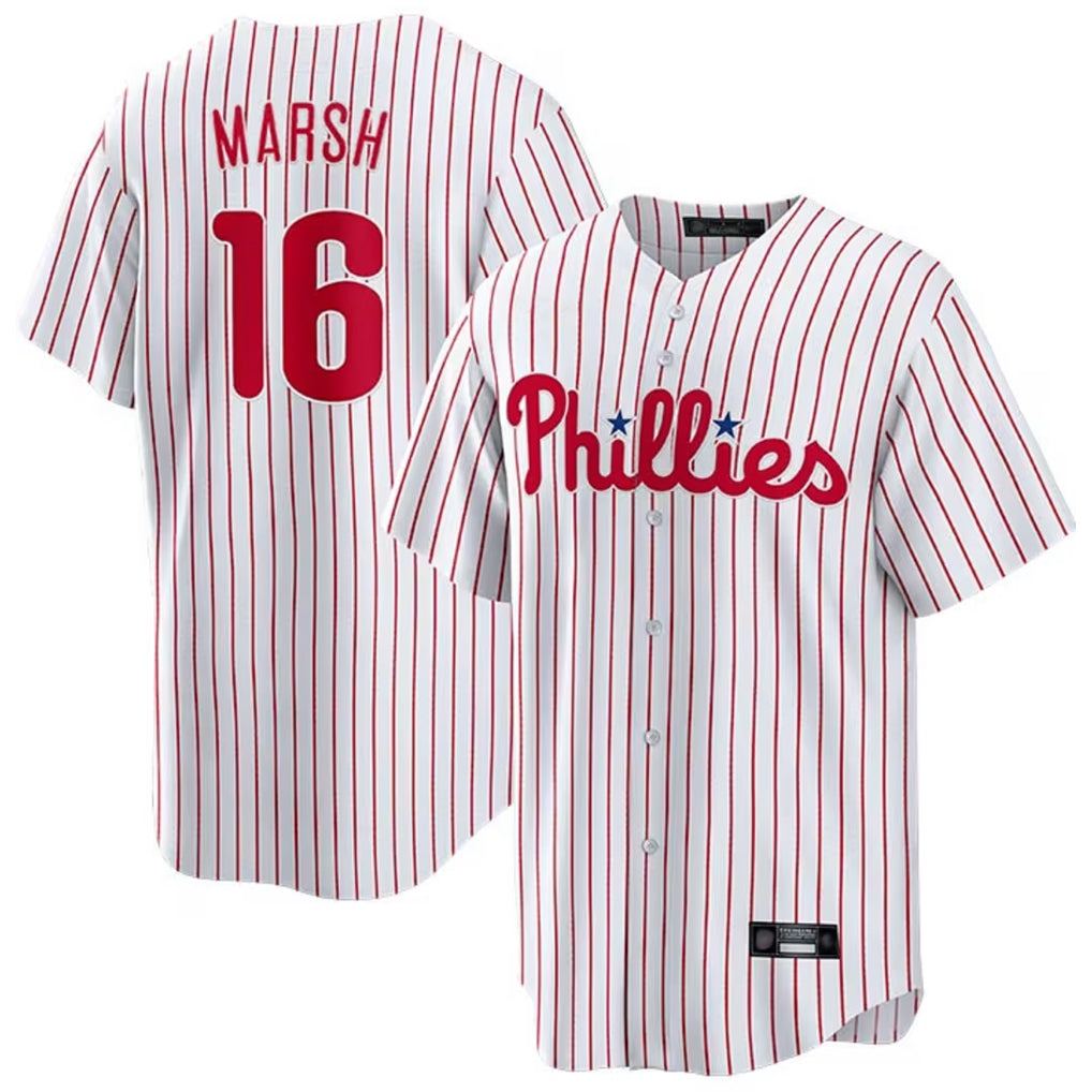 Tlead P.Phillies #16 Brandon Marsh Player White Home Game Stitched Jerseys