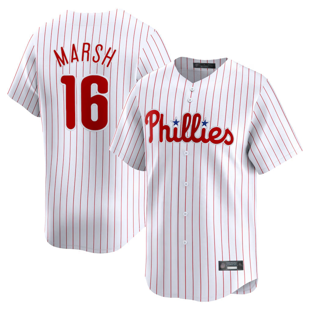 Tlead P.Phillies #16 Brandon Marsh Player White Home Limited Stitched Jerseys