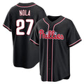 Tlead P.Phillies #27 Aaron Nola Player Black Fashion Out Home Game Stitched Jerseys
