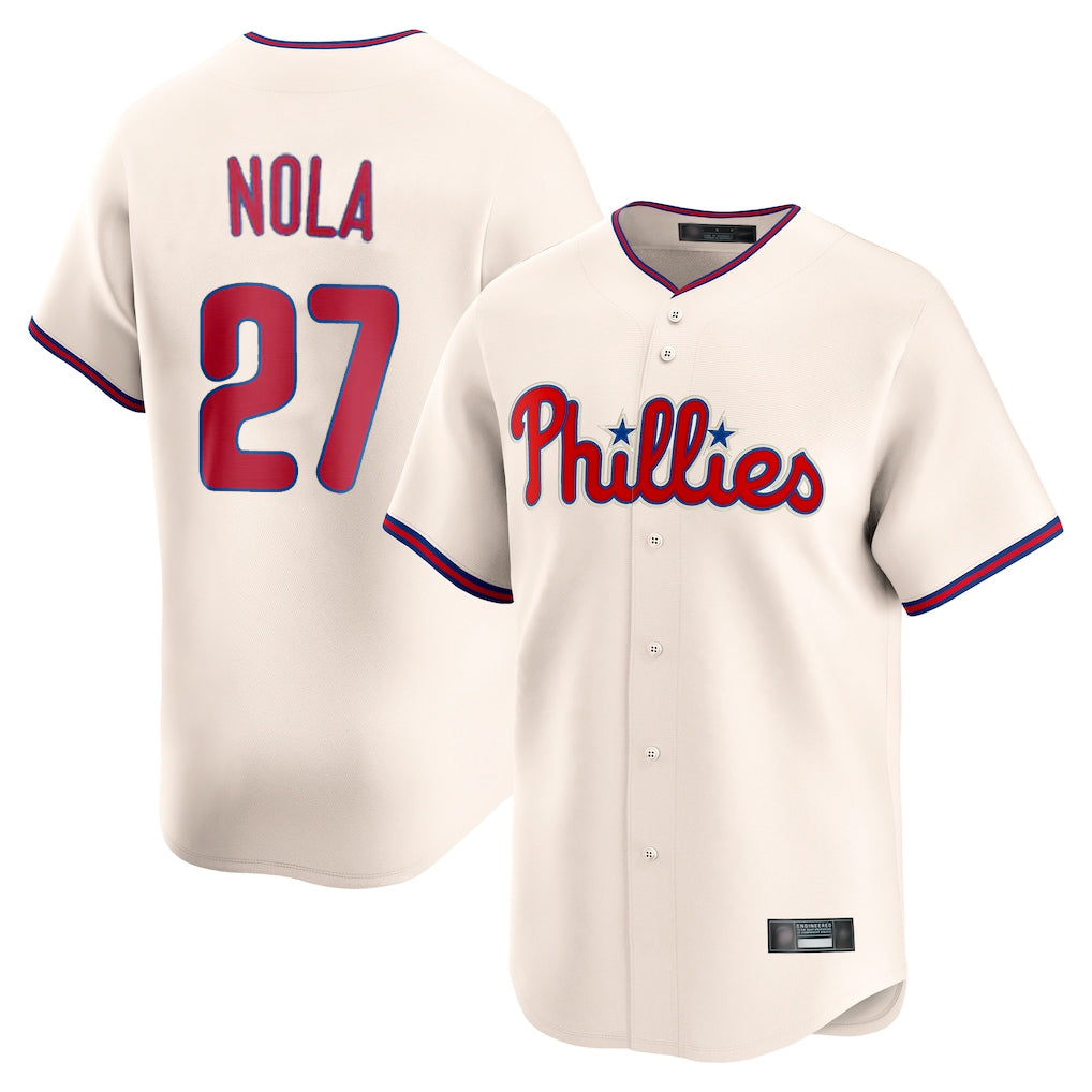 Tlead P.Phillies #27 Aaron Nola Player Cream Home Limited Stitched Jerseys