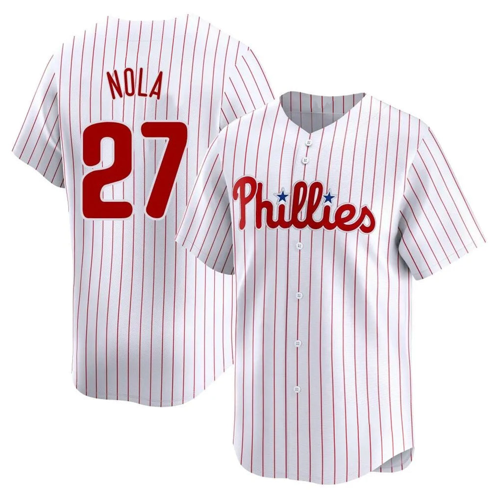 Tlead P.Phillies #27 Aaron Nola Player White Home Limited Stitched Jerseys