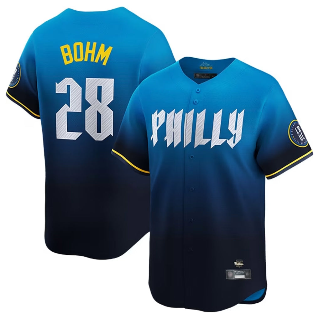 Tlead P.Phillies #28 Alec Bohm Player Blue City Connect Home Limited Stitched Jerseys