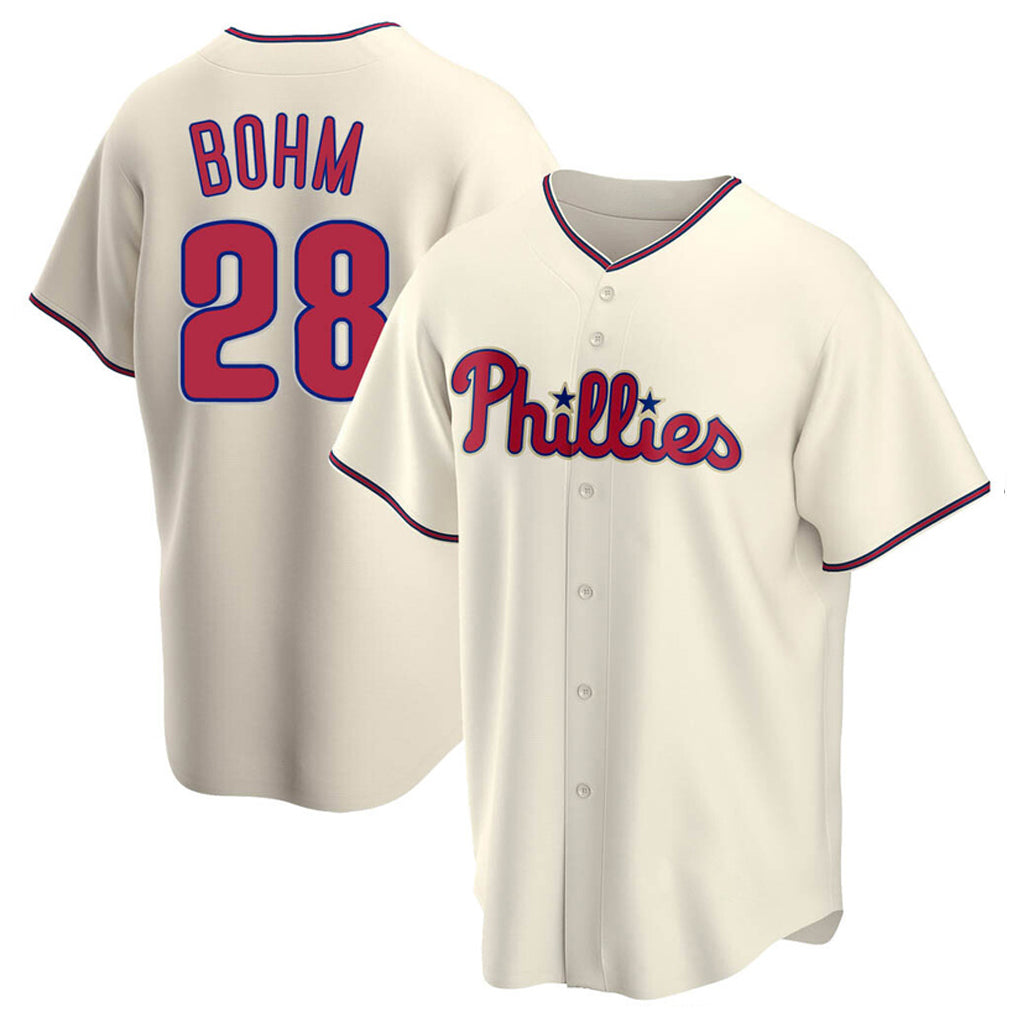 Tlead P.Phillies #28 Alec Bohm Player Cream Home Game Stitched Jerseys