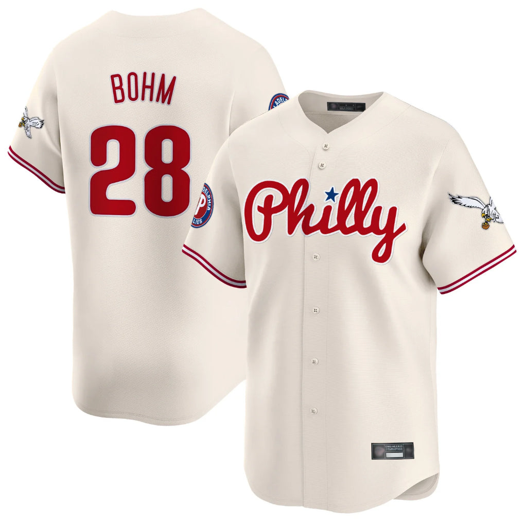 Tlead P.Phillies #28 Alec Bohm Player Cream Phillies & Eagles Vapor Premier Limited Stitched Jerseys