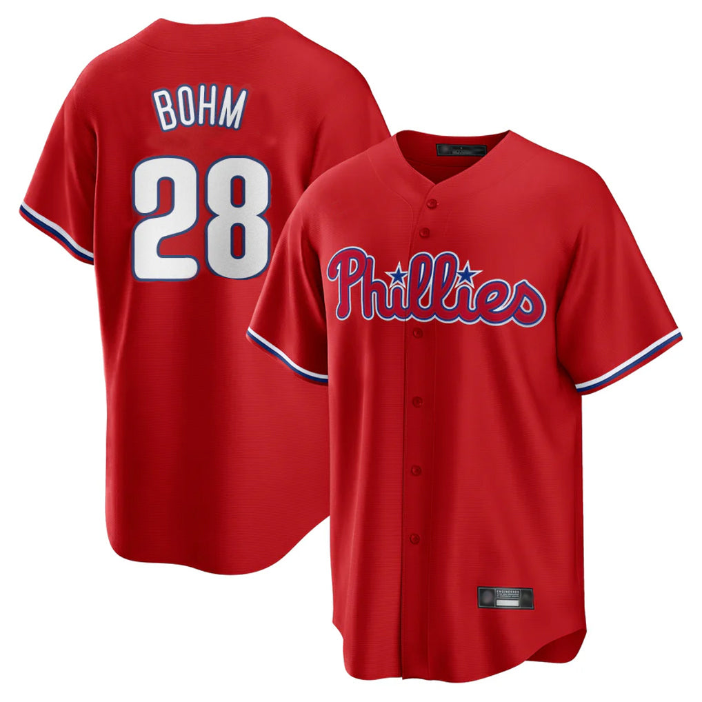 Tlead P.Phillies #28 Alec Bohm Player Red Home Game Stitched Jerseys