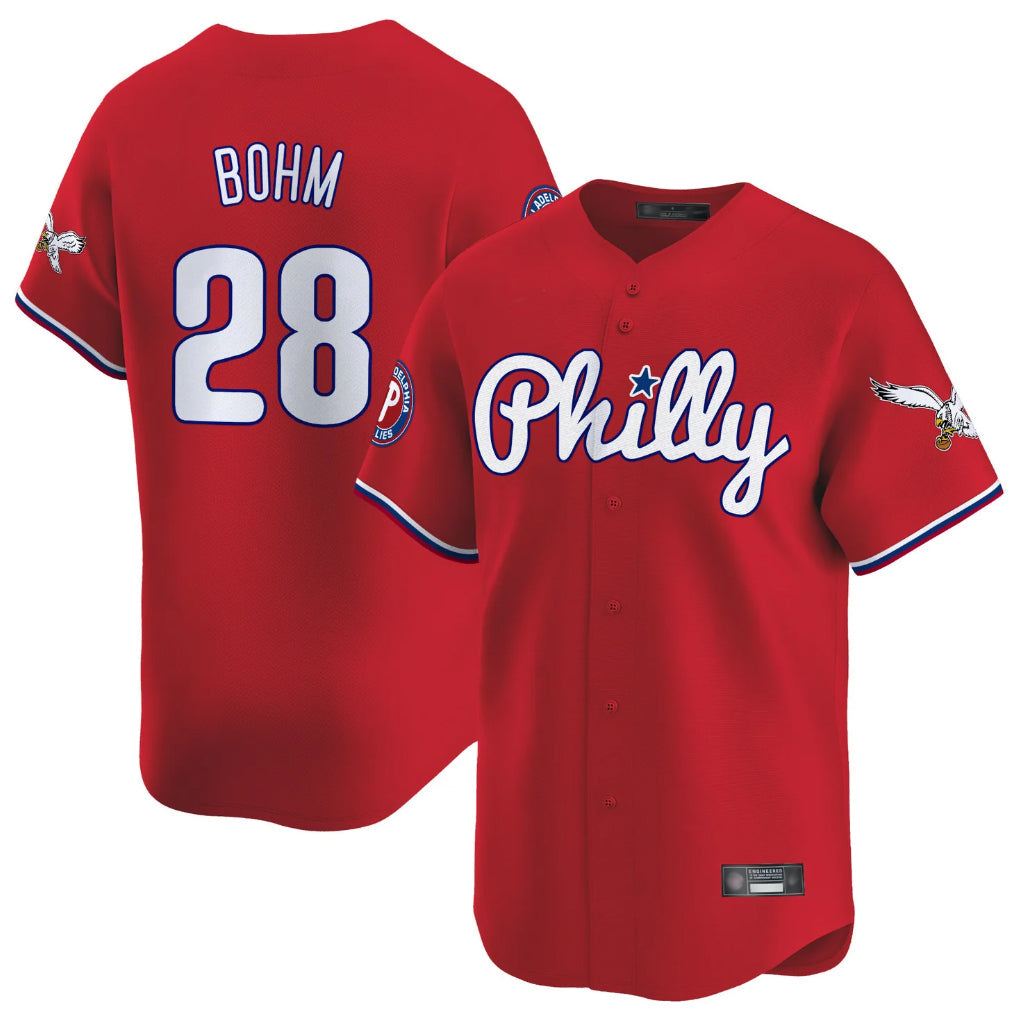 Tlead P.Phillies #28 Alec Bohm Player Red Phillies & Eagles Vapor Premier Limited Stitched Jerseys