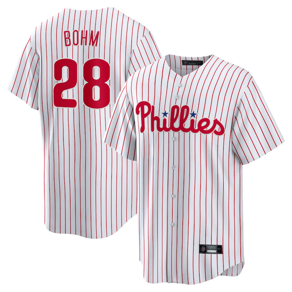Tlead P.Phillies #28 Alec Bohm Player White Home Game Stitched Jerseys
