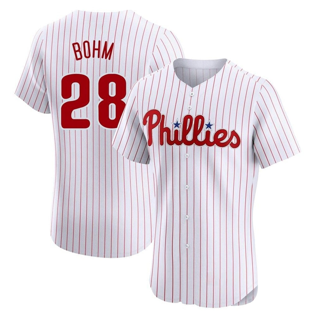 Tlead P.Phillies #28 Alec Bohm Player White Home Limited Elite Stitched Jerseys
