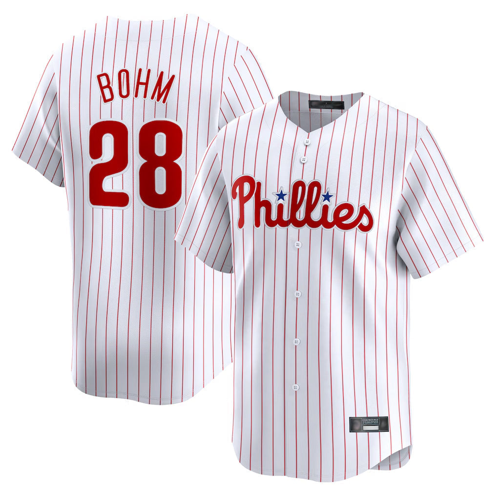 Tlead P.Phillies #28 Alec Bohm Player White Home Limited Stitched Jerseys