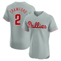 Tlead P.Phillies #2 Justin Crawford Player Gray Home Limited Elite Stitched Jerseys