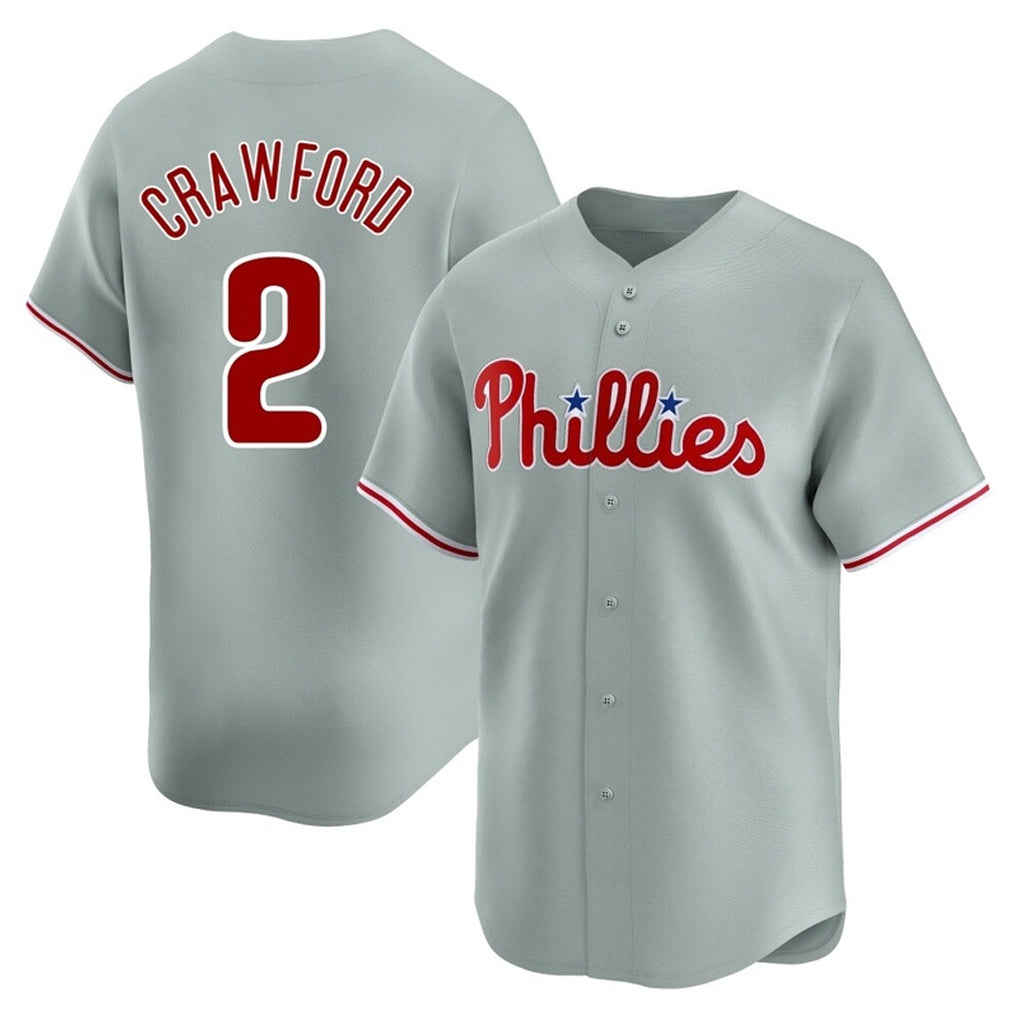 Tlead P.Phillies #2 Justin Crawford Player Gray Home Limited Stitched Jerseys