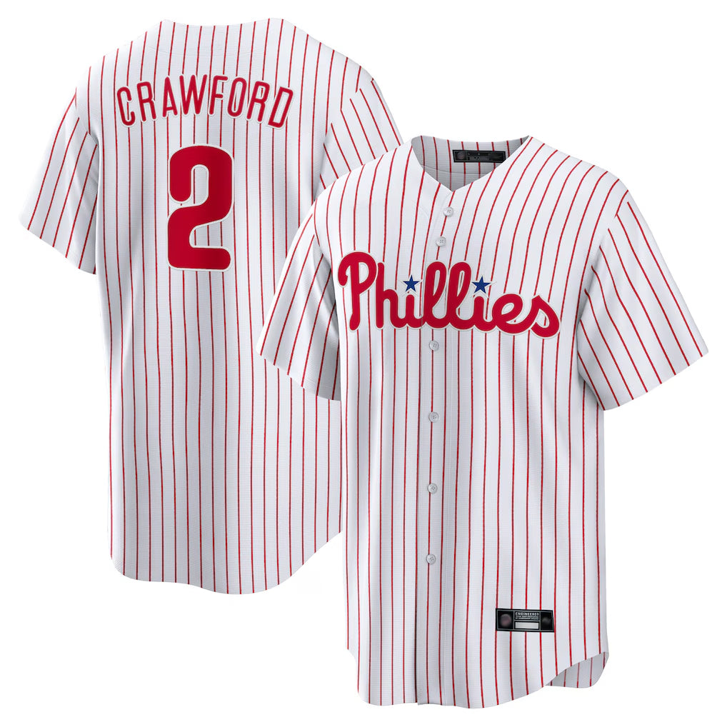 Tlead P.Phillies #2 Justin Crawford Player White Home Game Stitched Jerseys
