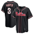 Tlead P.Phillies #3 Bryce Harper Player Black Fashion Out Home Game Stitched Jerseys