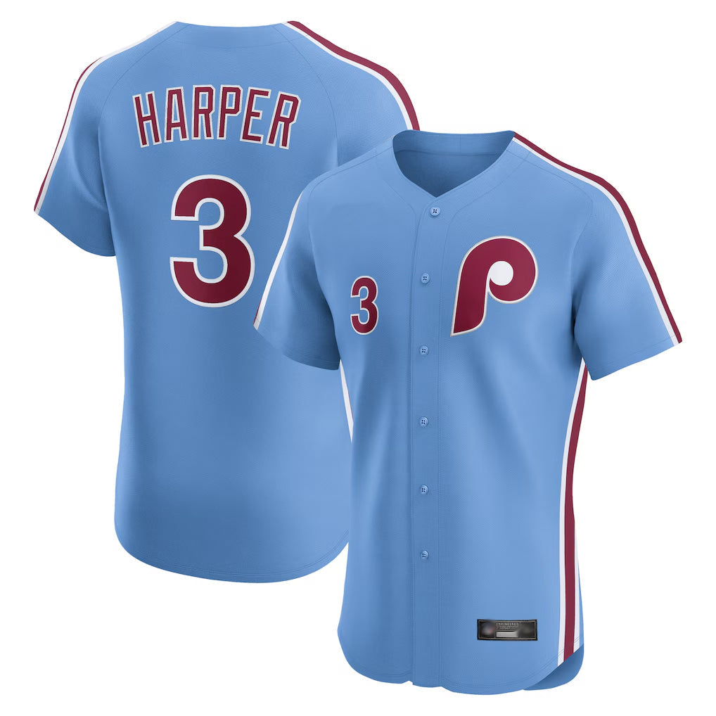 Tlead P.Phillies #3 Bryce Harper Player Light Blue Home Limited Elite Stitched Jerseys