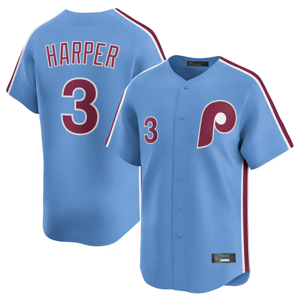 Tlead P.Phillies #3 Bryce Harper Player Light Blue Home Limited Stitched Jerseys