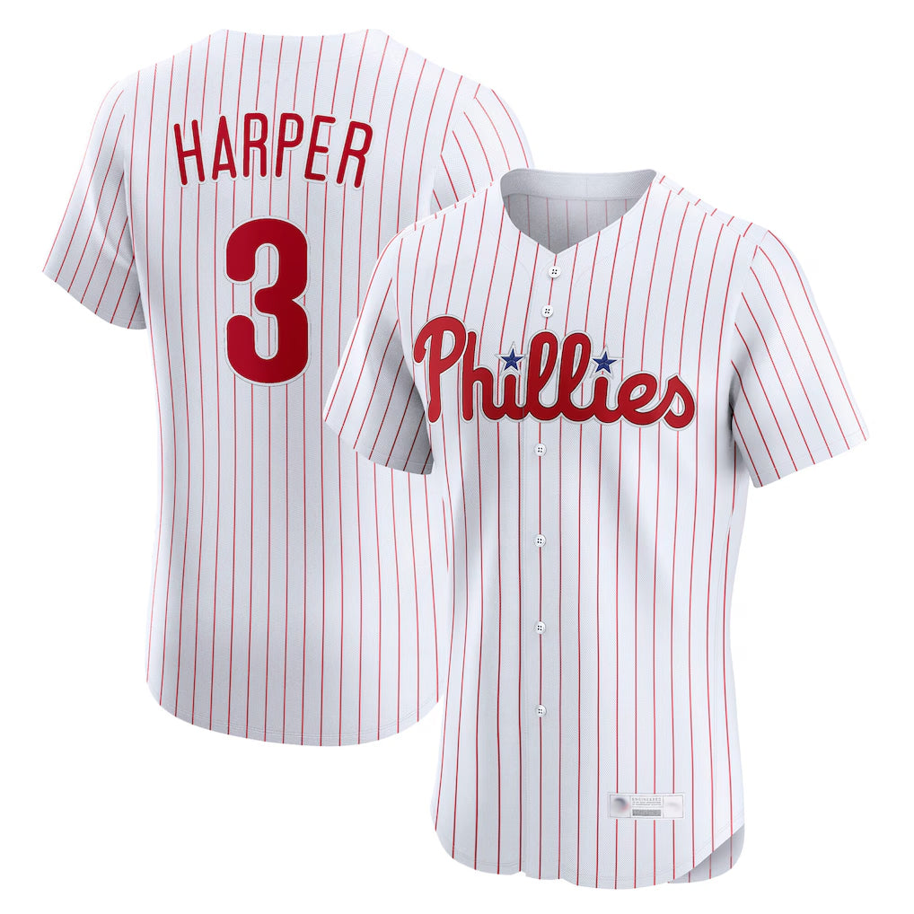 Tlead P.Phillies #3 Bryce Harper Player White Home Limited Elite Stitched Jerseys
