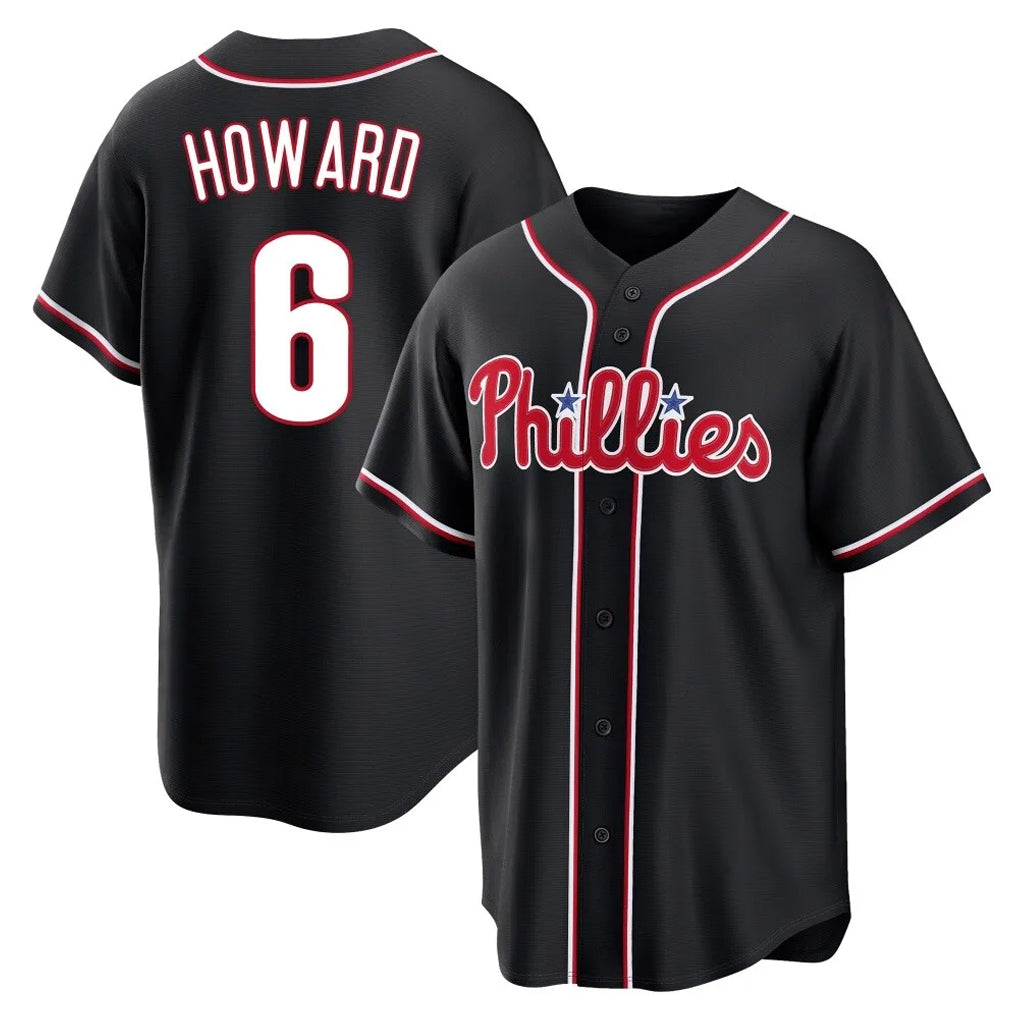 Tlead P.Phillies #6 Ryan Howard Player Black Fashion Out Home Game Stitched Jerseys