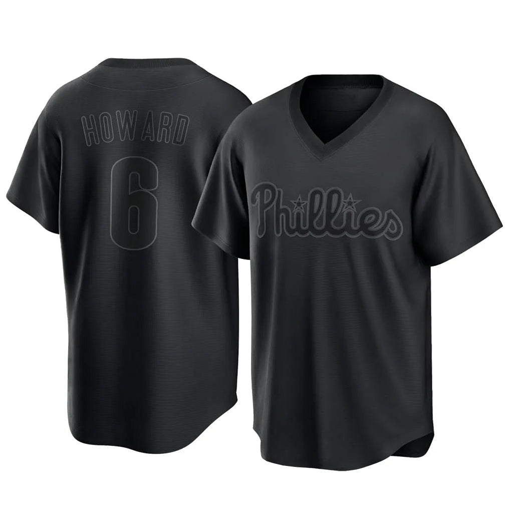Tlead P.Phillies #6 Ryan Howard Player Black Pitch Fashion Limited T-shirt Stitched Jerseys
