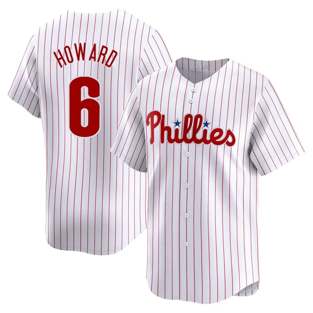 Tlead P.Phillies #6 Ryan Howard Player White Home Limited Stitched Jerseys