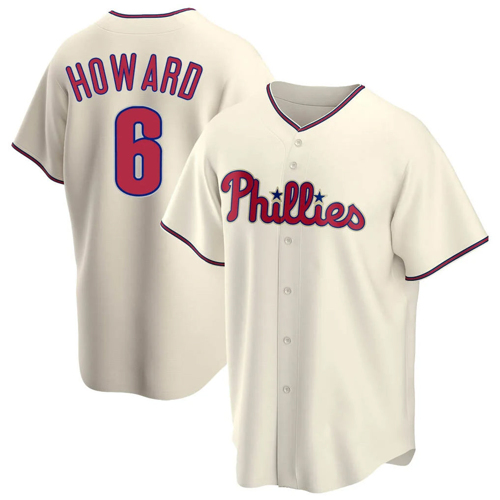 Tlead P.Phillies #6 Ryan Howardr Player Cream Home Game Stitched Jerseys