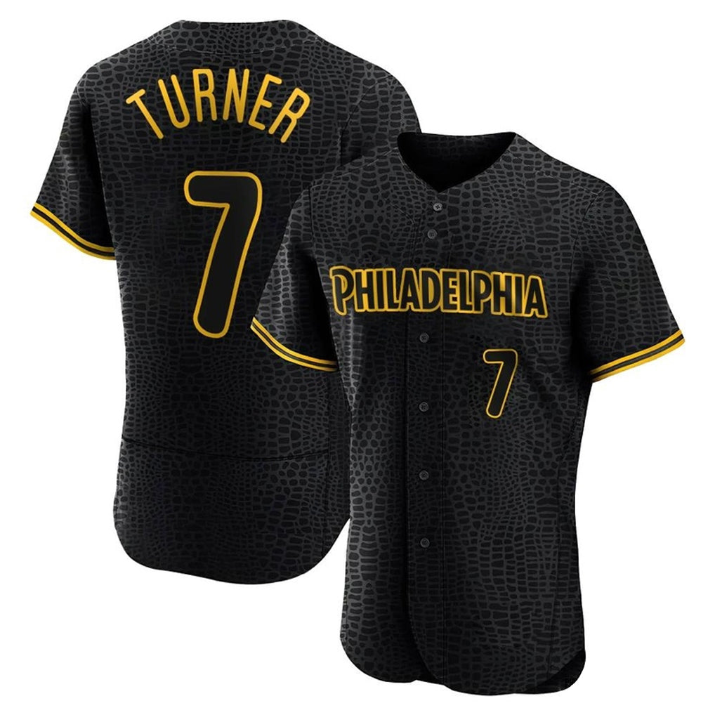 Tlead P.Phillies #7 Trea Turner Player Black Snake Skin City Home Limited Elite Stitched Jerseys